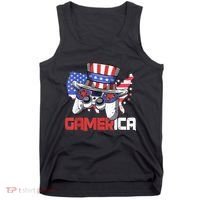 Gamer 4th Of July Boy Men Controller USA Flag Tank Top thumb 0