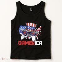 Gamer 4th Of July Boy Men Controller USA Flag Tank Top thumb 2