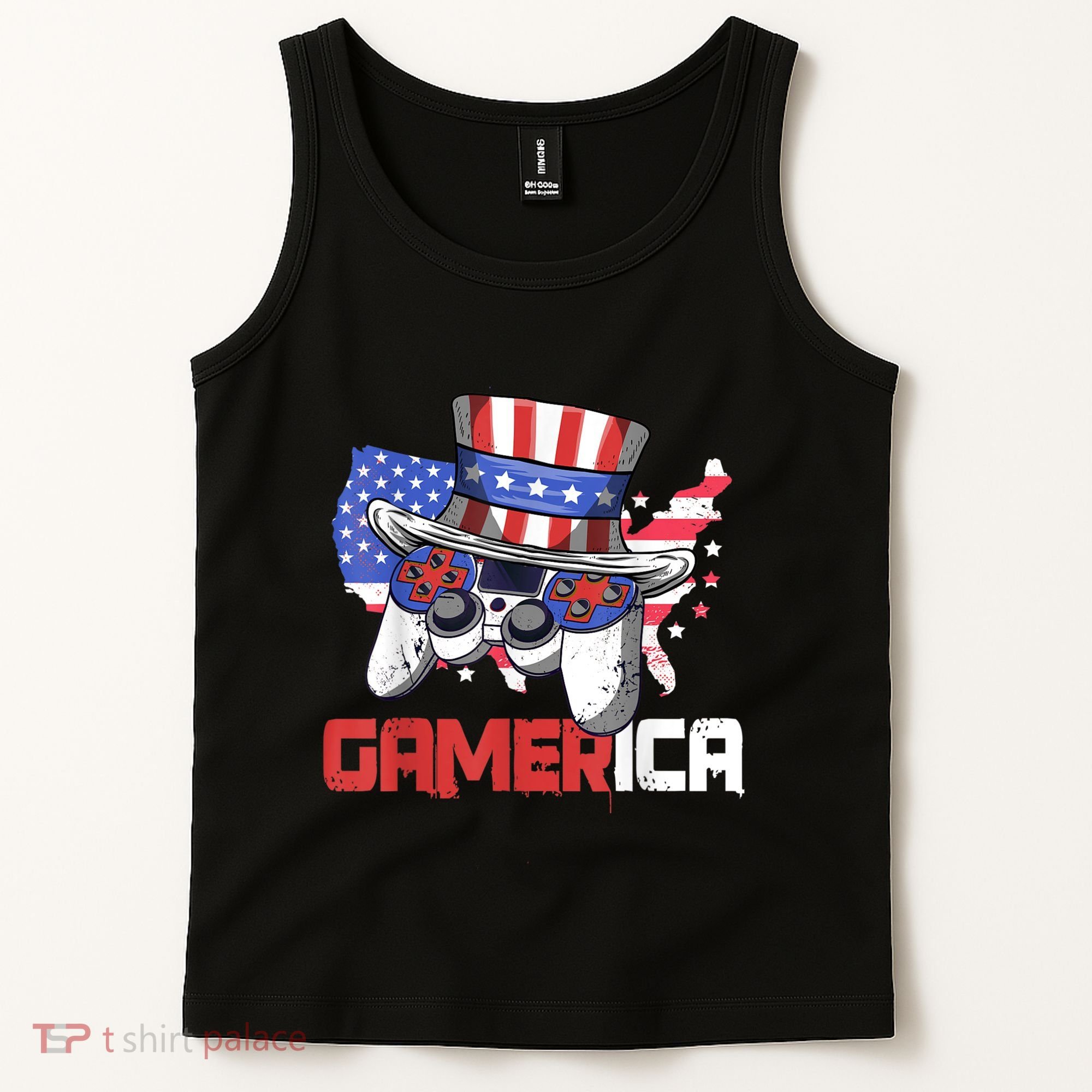 Gamer 4th Of July Boy Men Controller USA Flag Tank Top