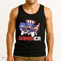 Gamer 4th Of July Boy Men Controller USA Flag Tank Top thumb 3