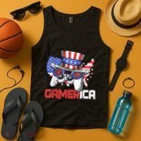 Gamer 4th Of July Boy Men Controller USA Flag Tank Top thumb 4