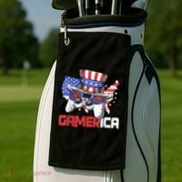 Gamer 4th Of July Boy Men Controller USA Flag Golf Towel thumb 2
