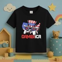 Gamer 4th Of July Boy Men Controller USA Flag Toddler T-Shirt thumb 3