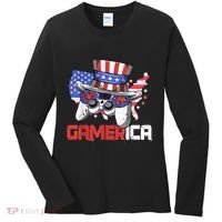 Gamer 4th Of July Boy Men Controller USA Flag Women's Long Sleeve Shirt thumb 0