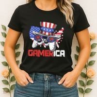 Gamer 4th Of July Boy Men Controller USA Flag Women's T-Shirt thumb 2