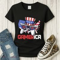 Gamer 4th Of July Boy Men Controller USA Flag Women's T-Shirt thumb 3