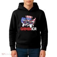 Gamer 4th Of July Boy Men Controller USA Flag Kids Hoodie thumb 4