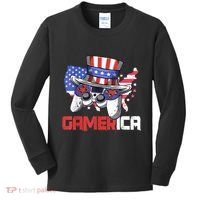 Gamer 4th Of July Boy Men Controller USA Flag Kids Long Sleeve Shirt thumb 0