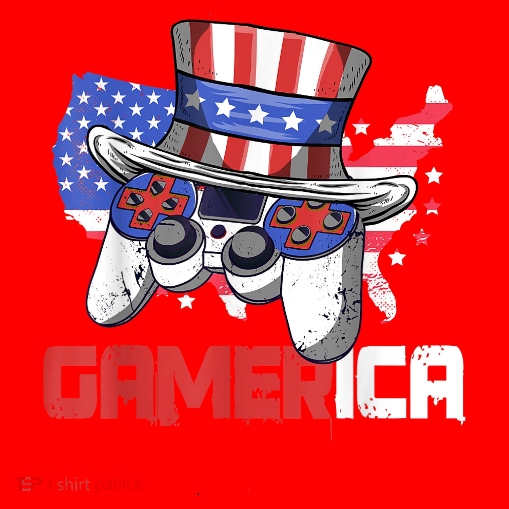 Gamer 4th Of July Boy Men Controller USA Flag Santa Hat