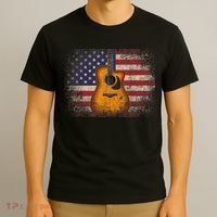 Guitar 4th of July Gift American Flag USA - Country Music T-Shirt thumb 3