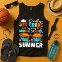 Goodbye 5th Grade Graduation To Middle School Hello Summer Tank Top thumb 4