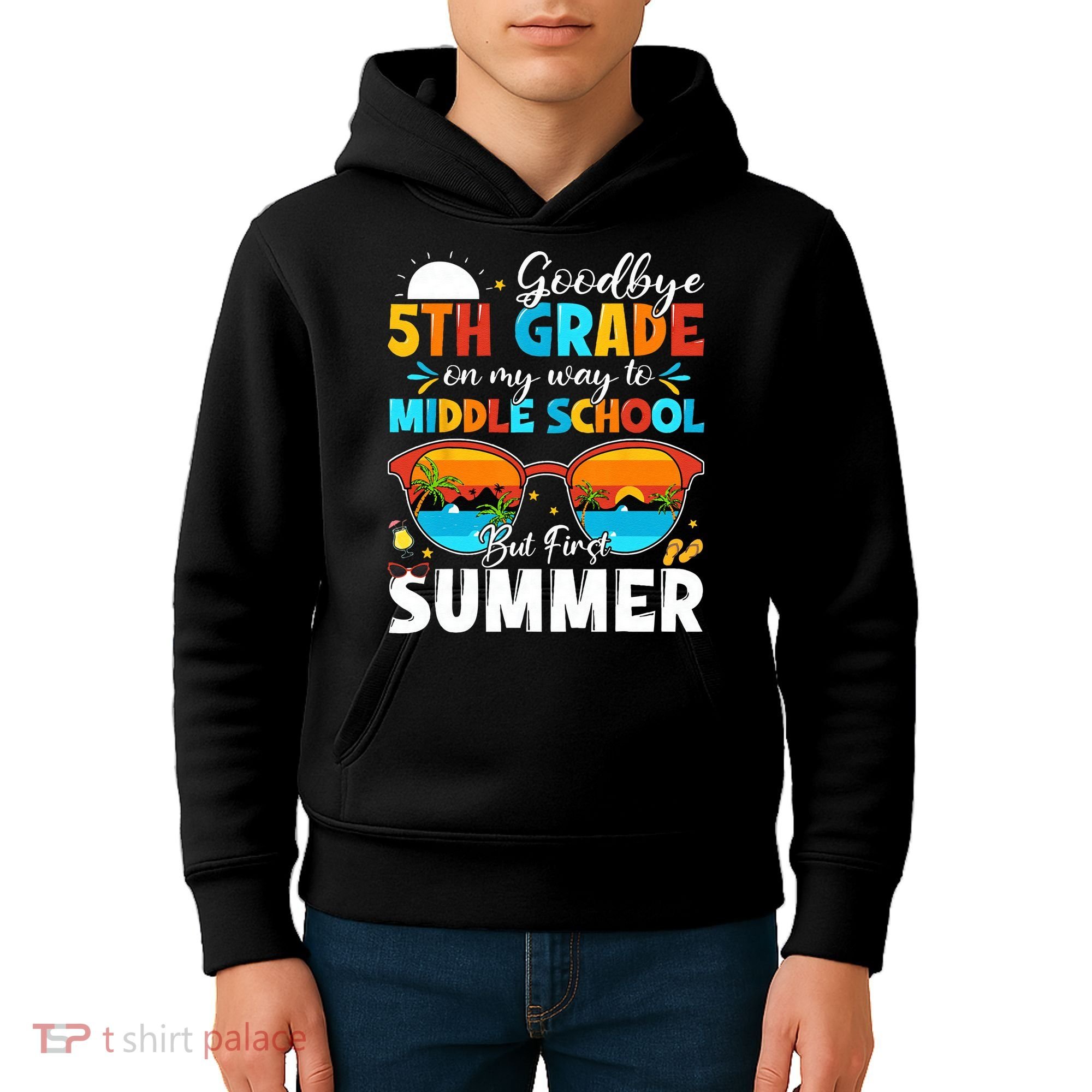 Goodbye 5th Grade Graduation To Middle School Hello Summer Kids Hoodie