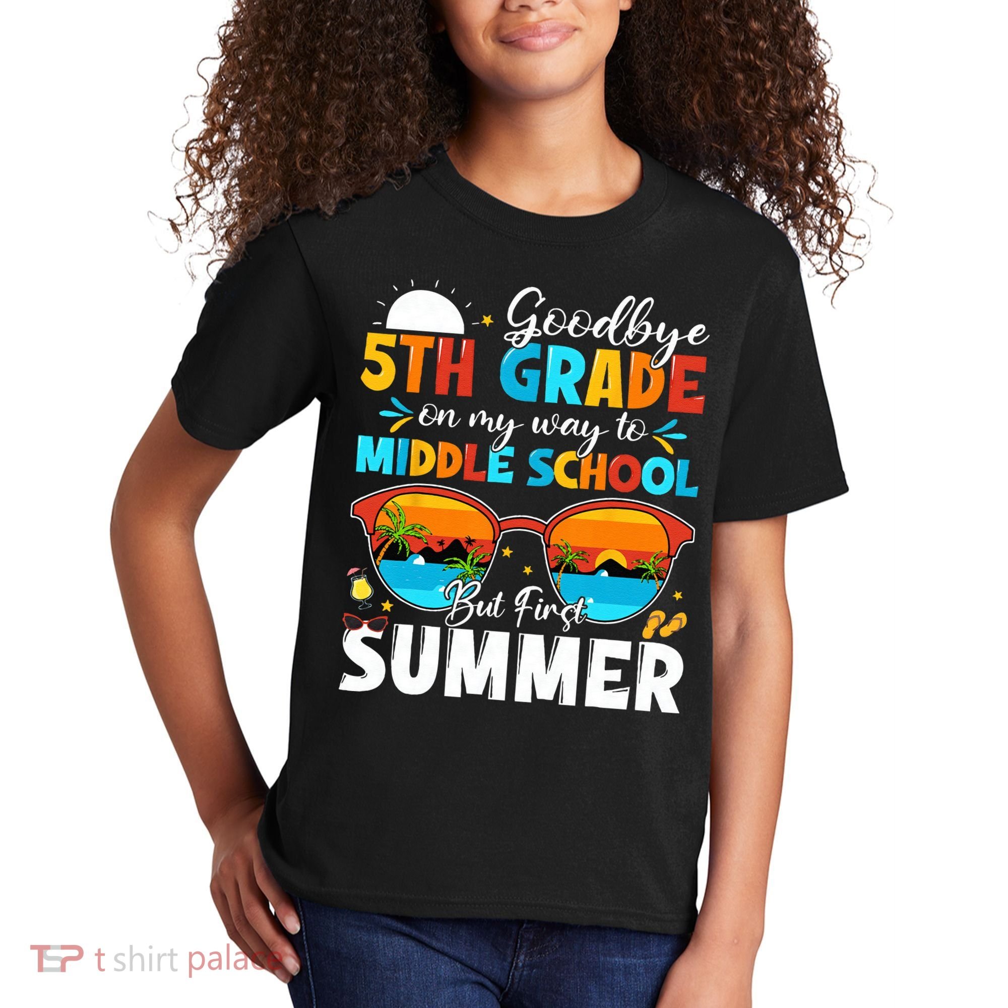 Goodbye 5th Grade Graduation To Middle School Hello Summer Kids T-Shirt