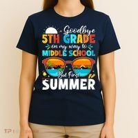 Goodbye 5th Grade Graduation To Middle School Hello Summer T-Shirt thumb 4