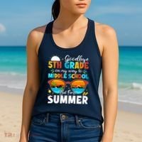 Goodbye 5th Grade Graduation To Middle School Hello Summer Women's Tank Top thumb 2