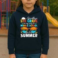 Goodbye 5th Grade Graduation To Middle School Hello Summer Kids Hoodie thumb 3