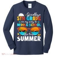 Goodbye 5th Grade Graduation To Middle School Hello Summer Kids Long Sleeve Shirt thumb 0