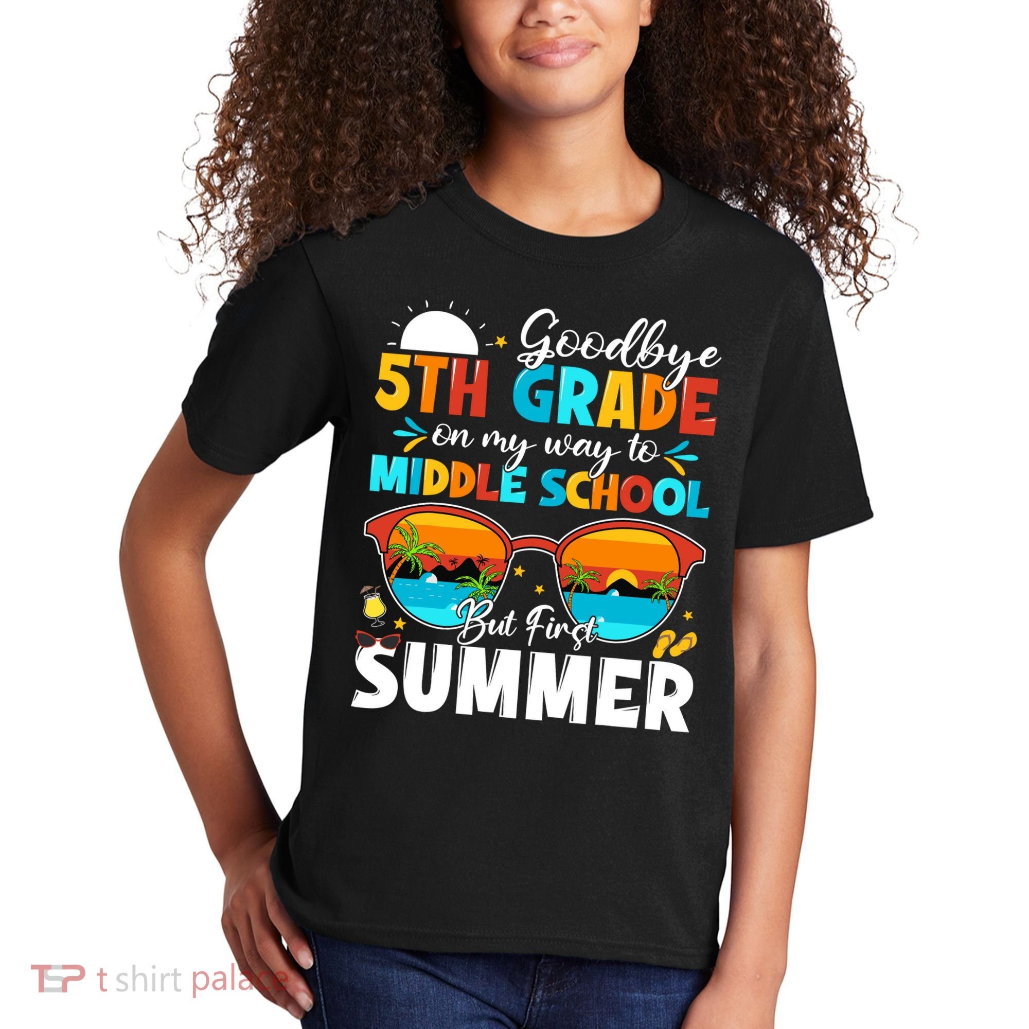 Goodbye 5th Grade Graduation To Middle School Hello Summer Kids T-Shirt