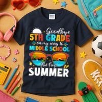 Goodbye 5th Grade Graduation To Middle School Hello Summer Kids T-Shirt thumb 3