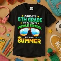 Goodbye 5th Grade Graduation To 6th Grade Hello Summer Kids T-Shirt thumb 3