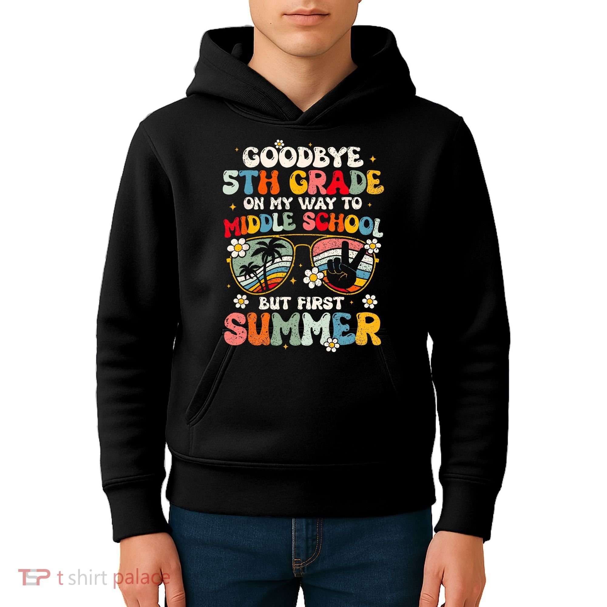Goodbye 5th Grade Graduation To Middle school Hello Summer Kids Hoodie