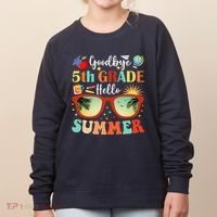 Goodbye 5th Grade Hello Summer Fifth Grade Student Teacher Women's Sweatshirt thumb 0