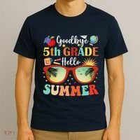 Goodbye 5th Grade Hello Summer Fifth Grade Student Teacher T-Shirt thumb 3