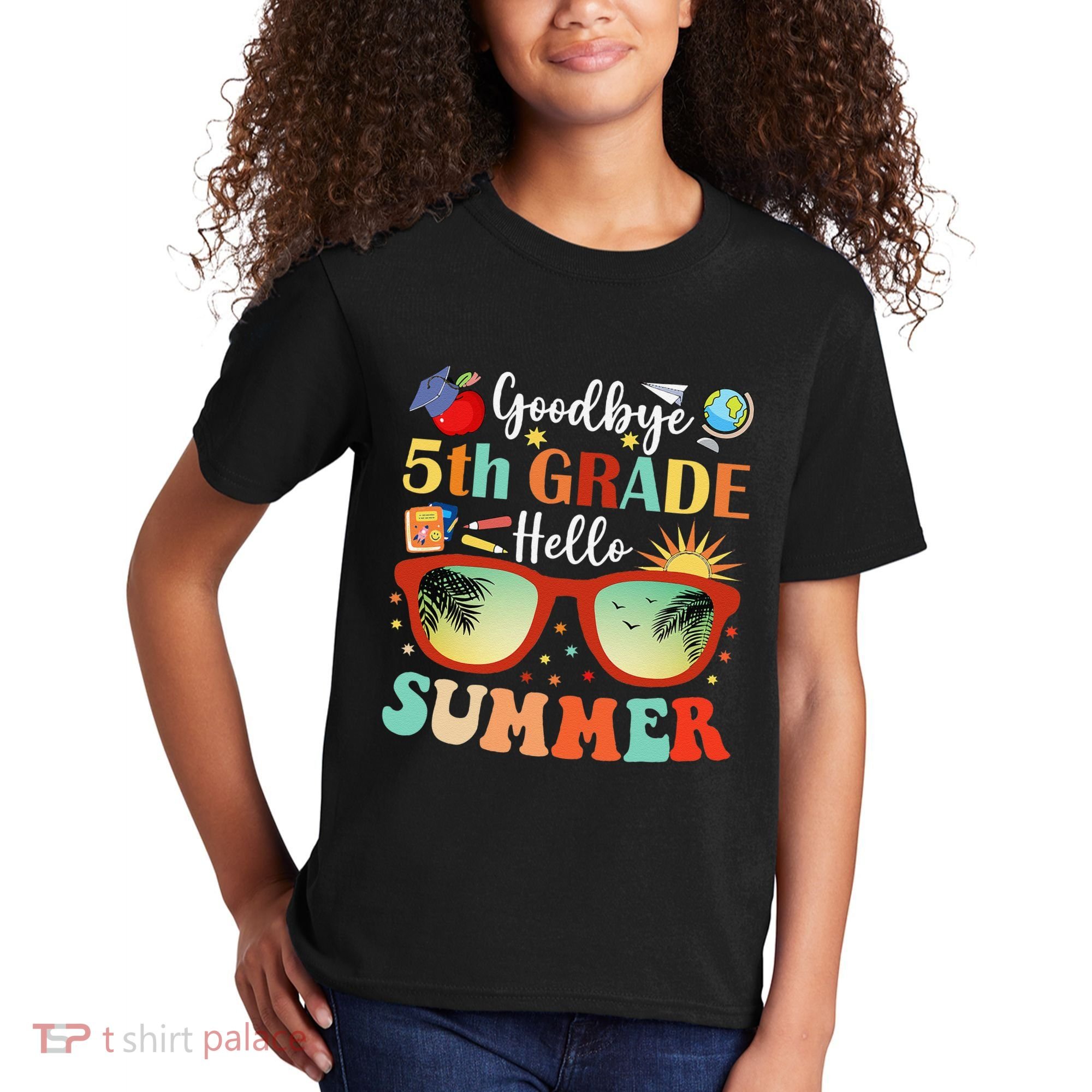 Goodbye 5th Grade Hello Summer Fifth Grade Student Teacher Kids T-Shirt