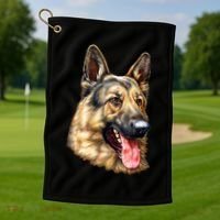 German Shepherd Face Golf Towel thumb 1