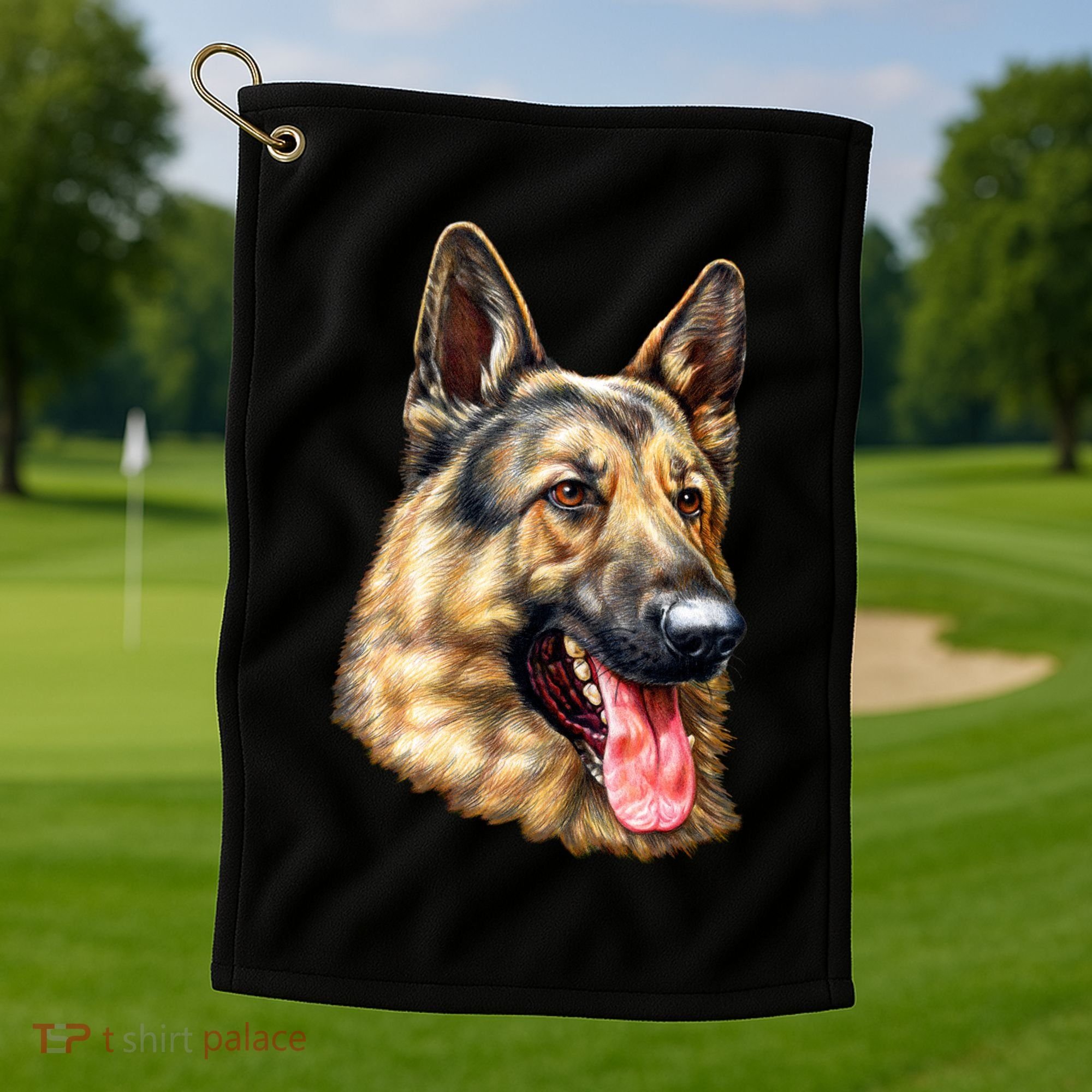 German Shepherd Face Golf Towel