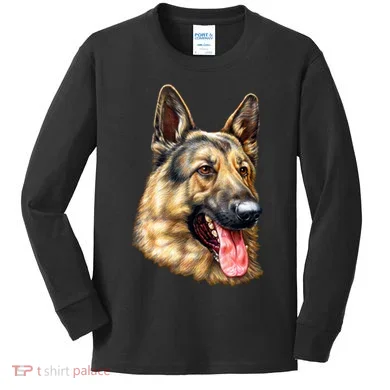 German Shepherd Face Kids Long Sleeve Shirt