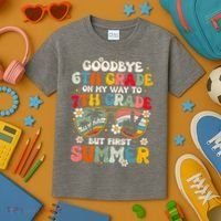 Goodbye 6th Grade Graduation To 7th Grade Hello Summer Kids T-Shirt thumb 3