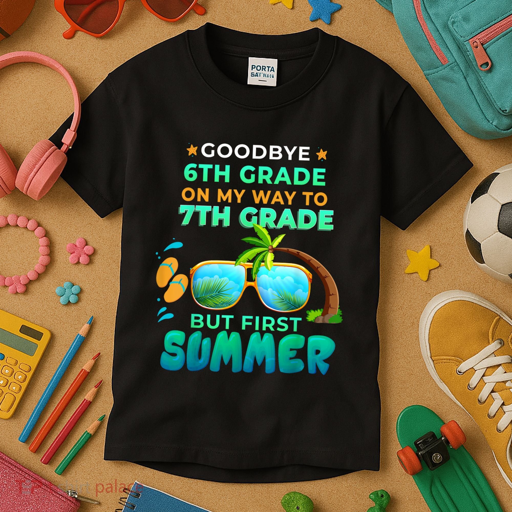 Goodbye 6th Grade Graduation To 7th Grade Hello Summer Kids T-Shirt