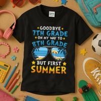 Goodbye 7th Grade Graduation To 8th Grade Hello Summer Kids T-Shirt thumb 3