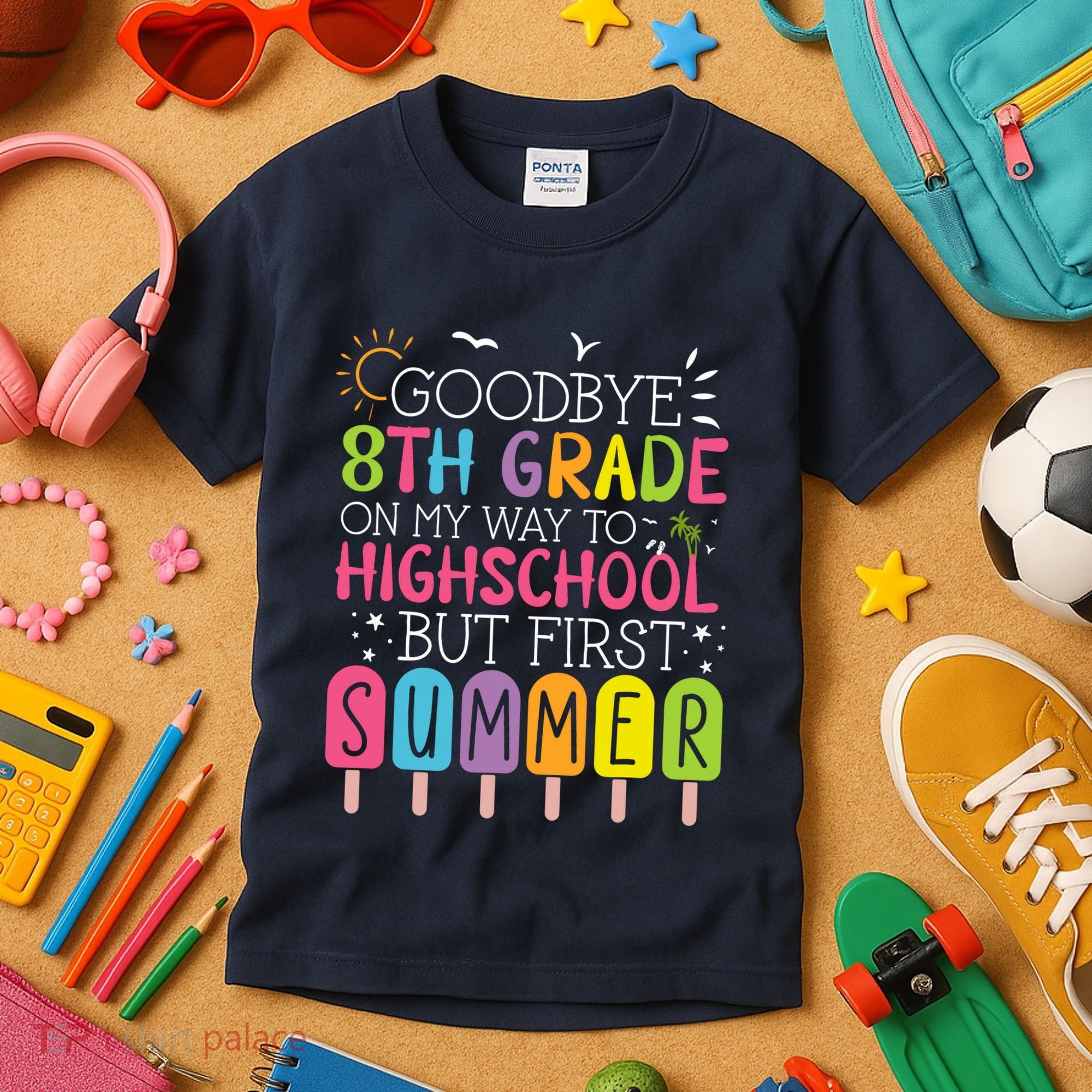 Goodbye 8th Grade Graduation To Highschool But First Summer Kids T-Shirt