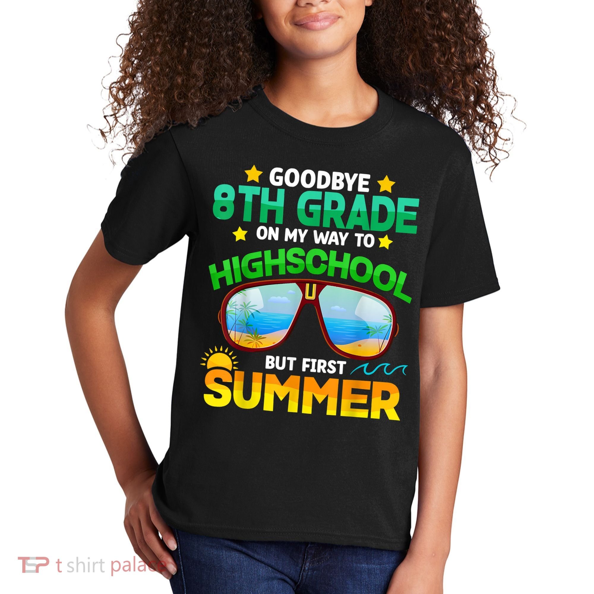 Goodbye 8th Grade Graduation To Highschool Hello Summer Him Kids T-Shirt
