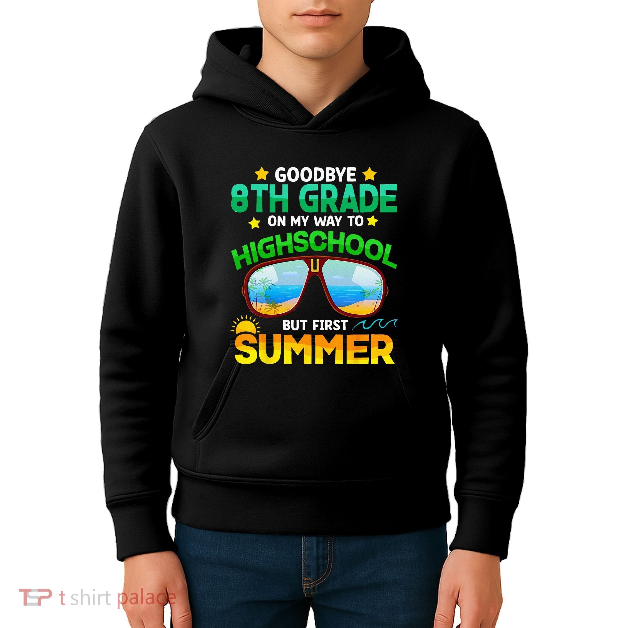 Goodbye 8th Grade Graduation To Highschool Hello Summer Him Kids Hoodie