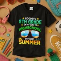 Goodbye 8th Grade Graduation To Highschool Hello Summer Him Kids T-Shirt thumb 3