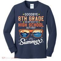 Goodbye 8th Grade Graduation To 9th Grade Hello Summer Kids Long Sleeve Shirt thumb 0