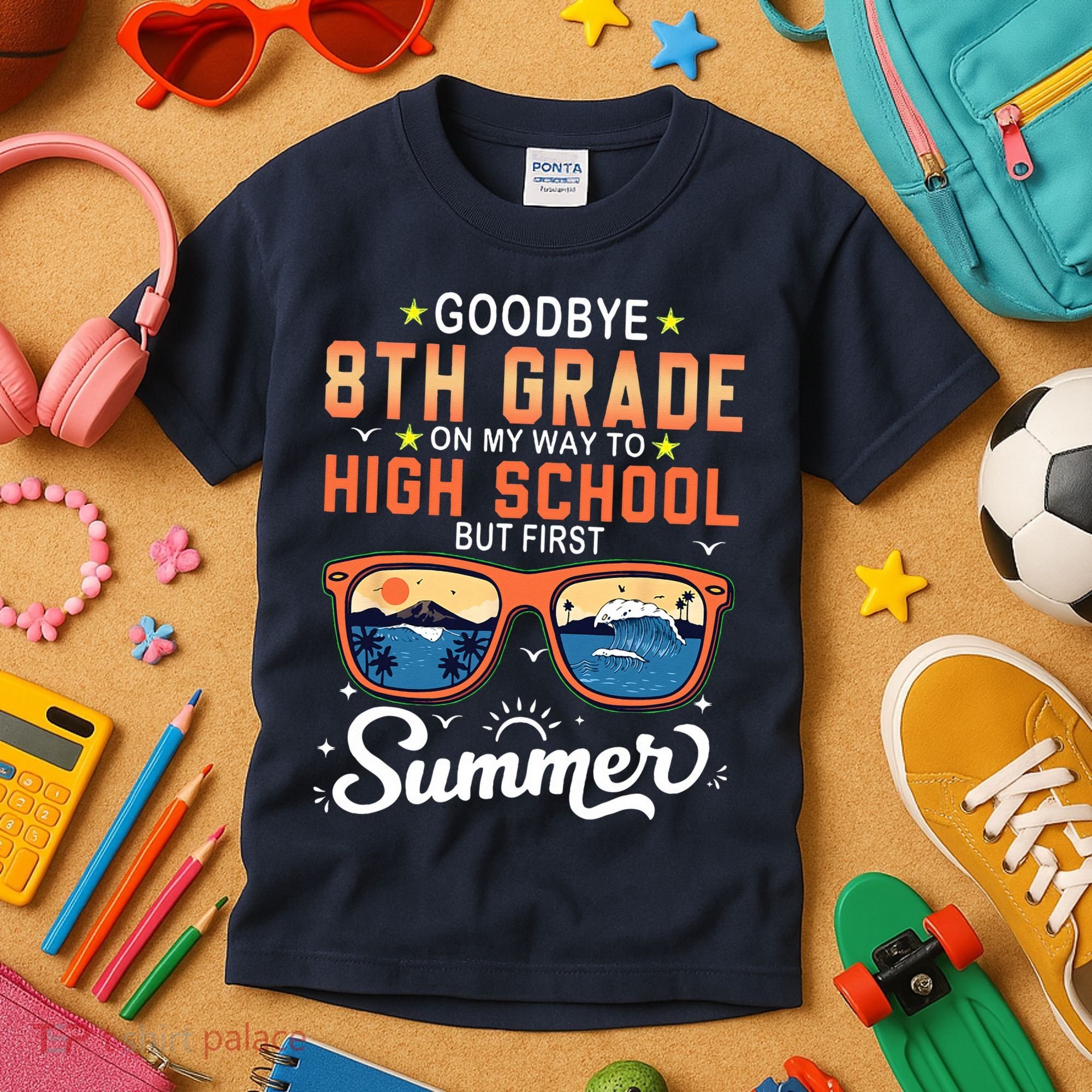 Goodbye 8th Grade Graduation To 9th Grade Hello Summer Kids T-Shirt