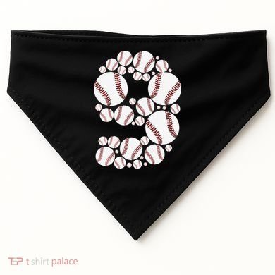 Graphic 9Th Birthday Baseball 9 Years USA-Made Doggie Bandana