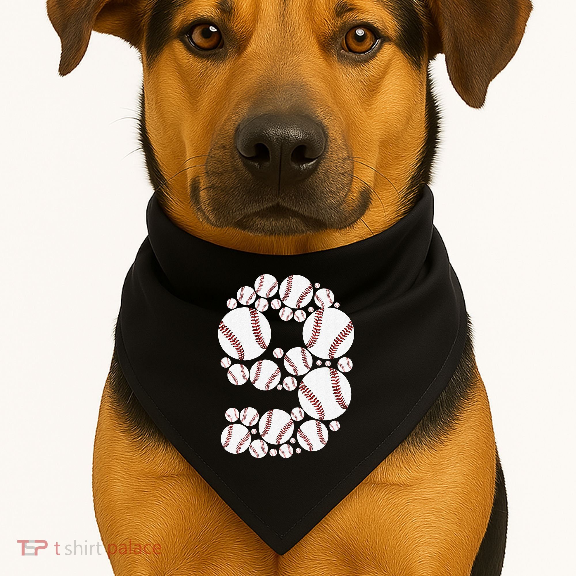 Graphic 9Th Birthday Baseball 9 Years USA-Made Doggie Bandana
