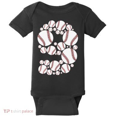 Graphic 9Th Birthday Baseball 9 Years Baby Bodysuit