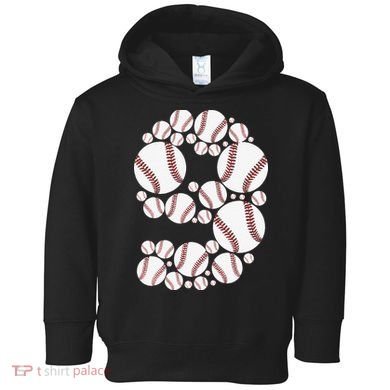 Graphic 9Th Birthday Baseball 9 Years Toddler Hoodie