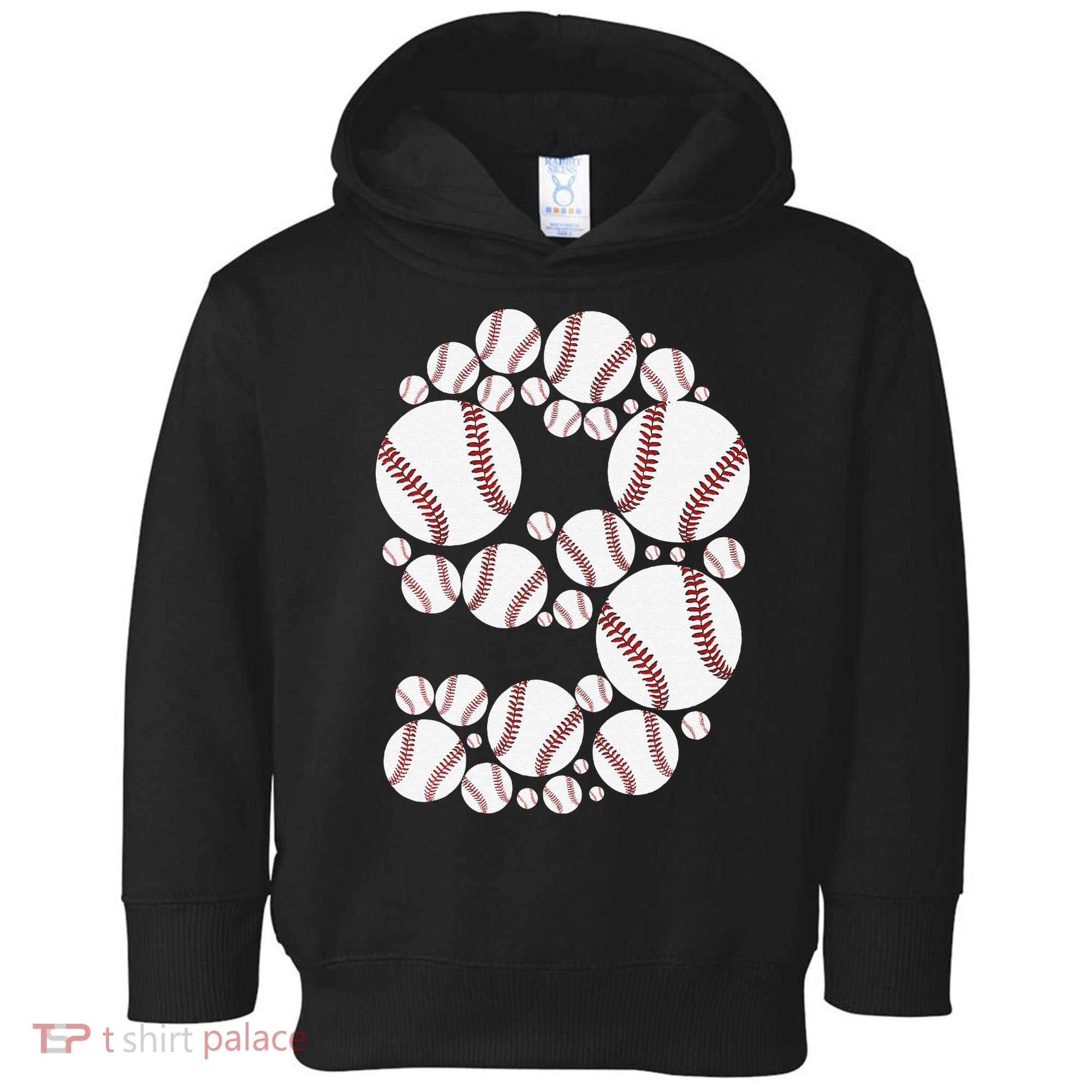 Graphic 9Th Birthday Baseball 9 Years Toddler Hoodie