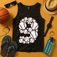 Graphic 9Th Birthday Baseball 9 Years Tank Top thumb 4