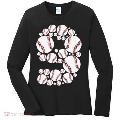 Graphic 9Th Birthday Baseball 9 Years Women's Long Sleeve Shirt