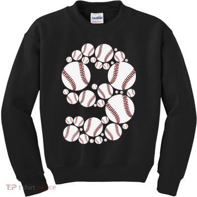Graphic 9Th Birthday Baseball 9 Years Kids Sweatshirt