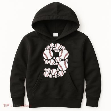 Graphic 9Th Birthday Baseball 9 Years Kids Hoodie