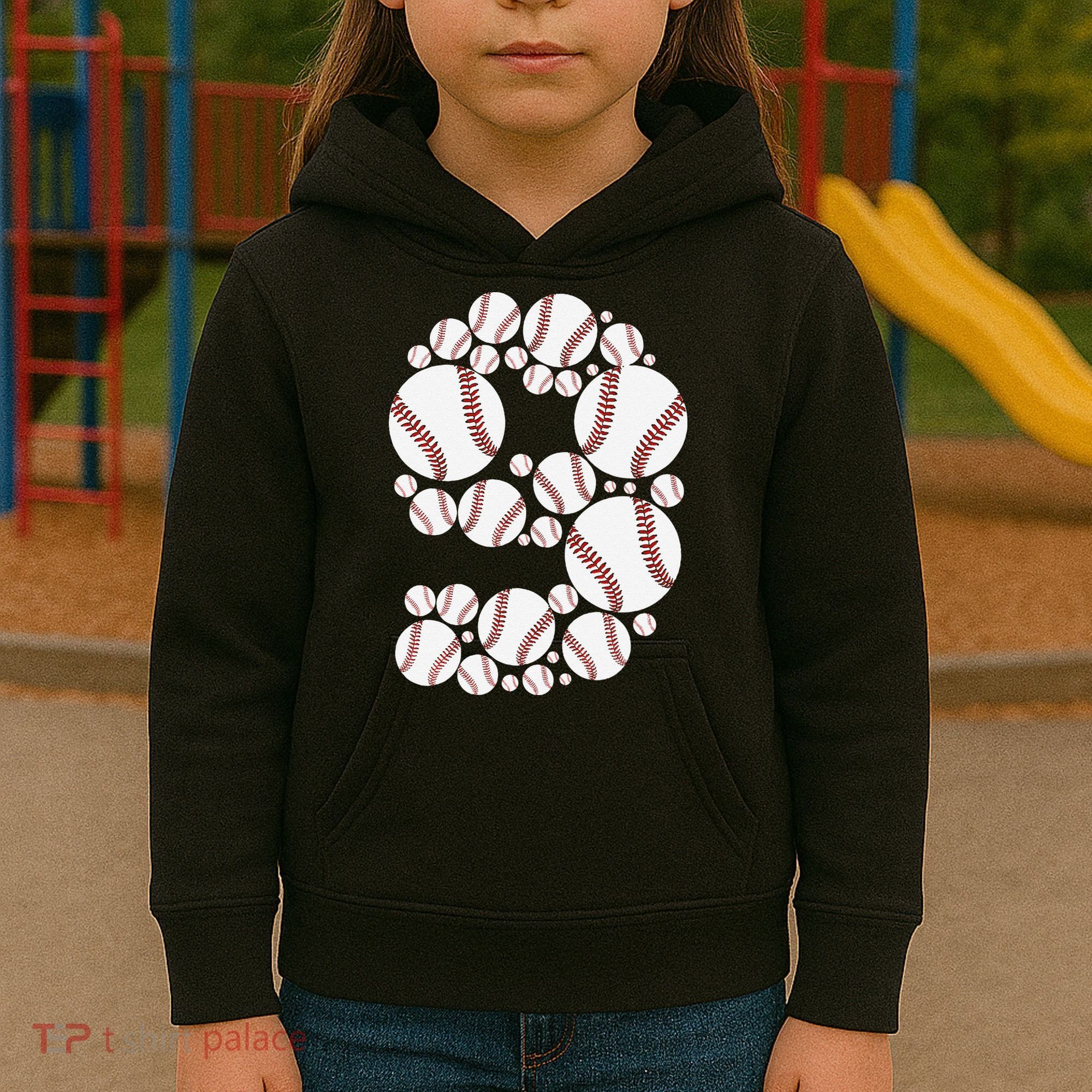 Graphic 9Th Birthday Baseball 9 Years Kids Hoodie